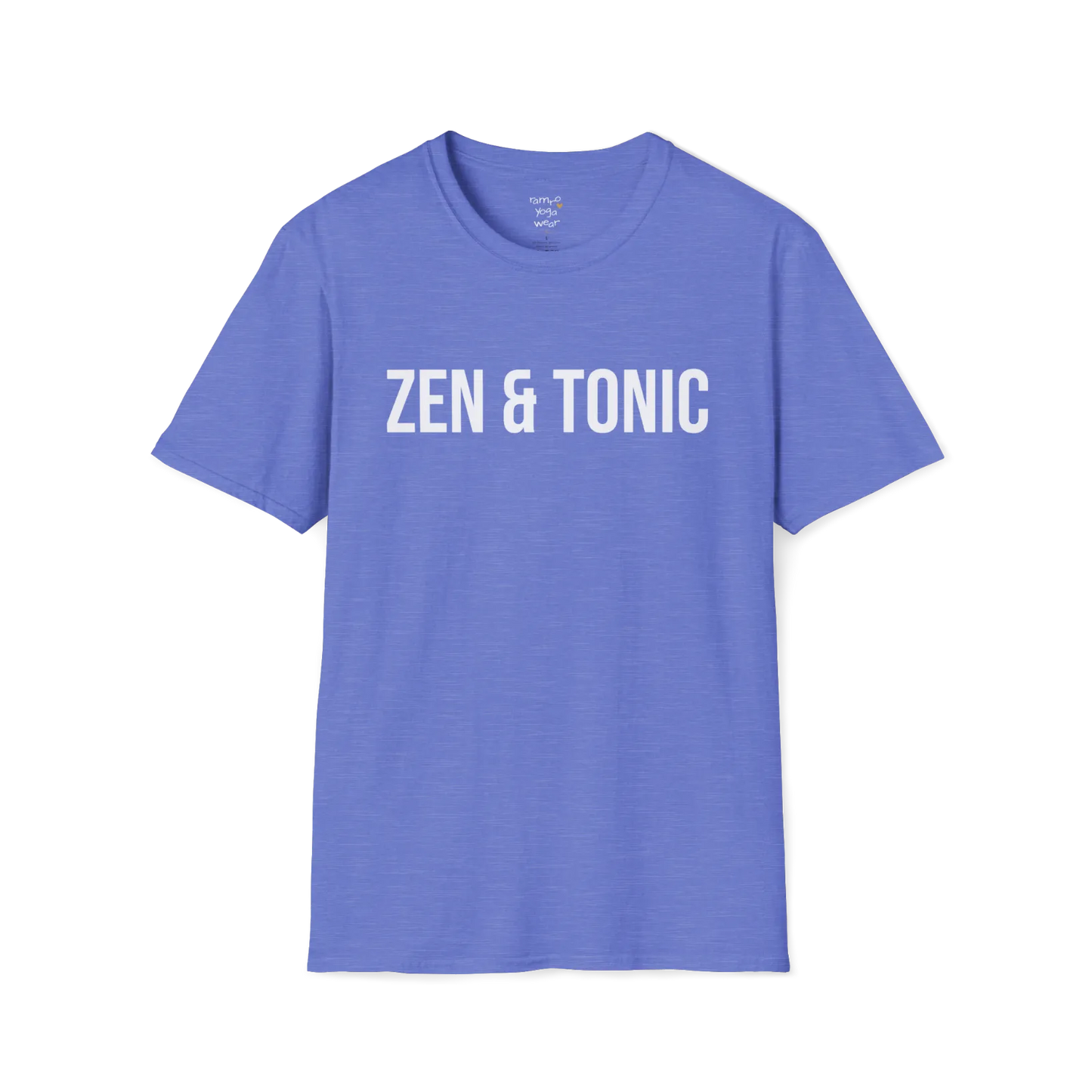 Bold “Zen & Tonic” minimalist white lettering design — The Vault collection by Ramro Yoga Wear — Heather Royal